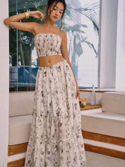COMMENSE Ink Painting Print Skirt Set* Skirt Sets|Long Sleeve Sets