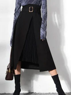 COMMENSE Irregular Package Belted Midi Skirt* Skirts|Bottoms