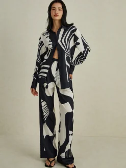 COMMENSE Irregular Print Wide Leg Pants Set* Pants Sets|Wide Leg