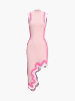 COMMENSE Irregular Wavy Edge Knitted Sleeveless Long Dress* Sweater Dresses|Sweater Dresses