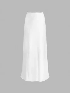 COMMENSE Ivory Glow Satin Maxi Skirt* Skirts|Bottoms