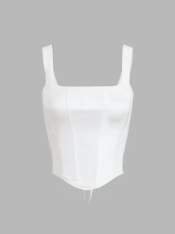 COMMENSE Ivory Glow Tied Crop Corset Top* Corset Tops|Crop Tops
