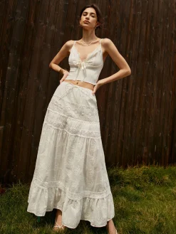 COMMENSE Jacquard Cotton Blends Maxi Skirt* Skirts|Matching Sets