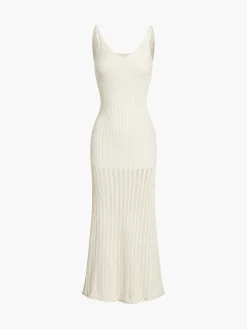 COMMENSE Jacquard Knit Midi Dress* White Dresses|Sweater Dresses
