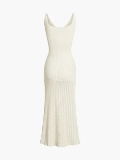 COMMENSE Jacquard Knit Midi Dress* White Dresses|Sweater Dresses