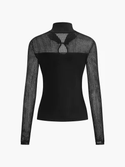 COMMENSE Keyhole Neckline Semi-Sheer Knit Top* Sweater Tops|Sweaters & Cardigans