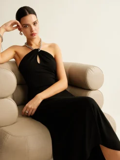 COMMENSE Keyhole Neckline Sleeveless Halter Dress* Dresses