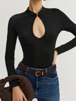 COMMENSE Keyhole Neckline Thin Bodysuit* Bodysuits|Bodysuits
