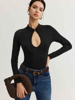 COMMENSE Keyhole Neckline Thin Bodysuit* Bodysuits|Bodysuits