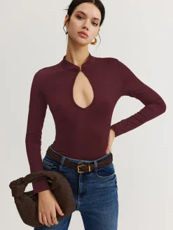COMMENSE Keyhole Neckline Thin Bodysuit* Bodysuits|Bodysuits