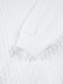 COMMENSE Knit Cable Long Sleeve Drawstring Hoody* Sweatshirts & Hoodies|Knitwear