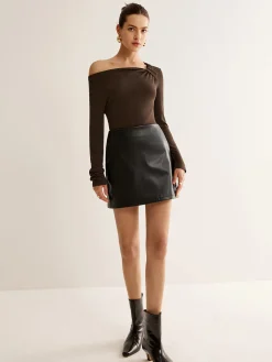 COMMENSE Knotted Cold-Shoulder Jersey Top* T-shirts|Tops