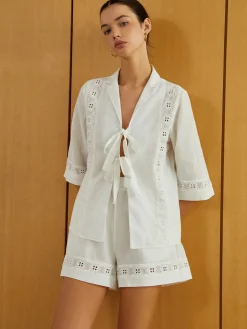 COMMENSE Knotted Cutout Half Sleeve Top With Shorts Set* Shorts Sets|Shorts