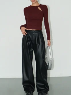 COMMENSE Knotted Cutout Skinny T-Shirt* T-shirts|Tops