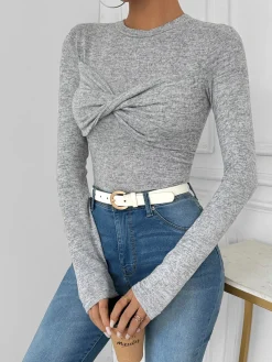 COMMENSE Knotted Skinny Jersey Top* T-shirts|Tops