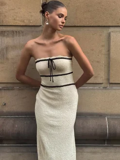 COMMENSE Knotted Tube Midi Sweater Dress* White Dresses|Sweater Dresses