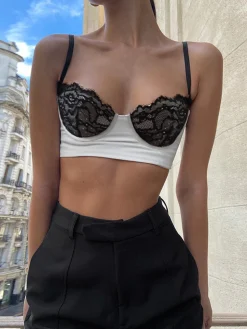 COMMENSE Lace Bra Detail Cropped Cami Top* Crop Tops|Tank Tops & Camis