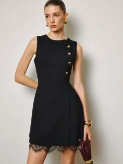 COMMENSE Lace Hem Metal-Detail Tank Dress* Dresses