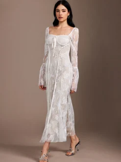 COMMENSE Lace Ruffle Flowy Dress* Dresses