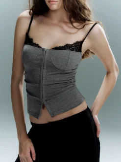 COMMENSE Lace Trim Petite Corset* Corset Tops|Tops