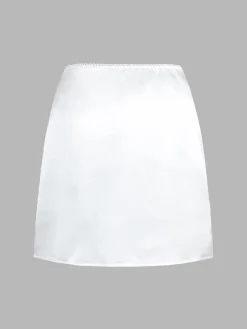 COMMENSE Lace Trim Satin Skirt Set* Skirt Sets|Long Sleeve Sets