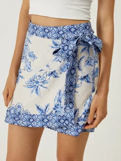 COMMENSE Lace-Up Floral Print Short Skirt* Skirts|Bottoms