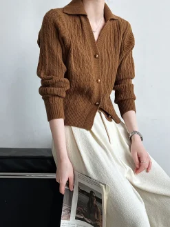 COMMENSE Lapel Button Short Cardigan* Cardigans|Sweaters & Cardigans
