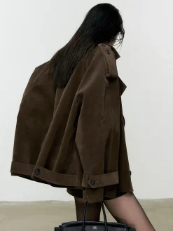 COMMENSE Lapel Loose Suede Jacket* Outerwear|Jackets