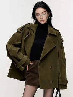 COMMENSE Lapel Loose Suede Jacket* Outerwear|Jackets