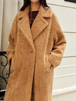 COMMENSE Lapel Minky Long Jacket* Outerwear|Jackets