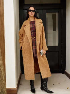 COMMENSE Lapel Minky Long Jacket* Outerwear|Jackets