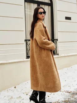 COMMENSE Lapel Minky Long Jacket* Outerwear|Jackets
