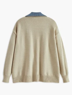 COMMENSE Lapel Panel Draped Knit Outerwear* Sweater Tops|Outerwear