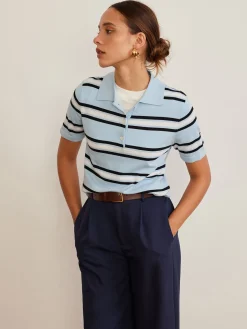 COMMENSE Lapel Striped Knit Top* Sweater Tops|Sweaters & Cardigans