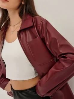 COMMENSE Lapel Zipper Faux Leather Jacket* Outerwear|Jackets