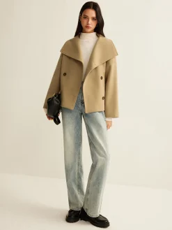 COMMENSE Large Collar Tweed Coat* Outerwear|Coats