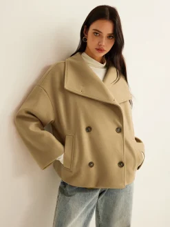 COMMENSE Large Collar Tweed Coat* Outerwear|Coats
