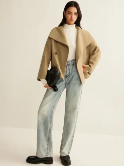 COMMENSE Large Collar Tweed Coat* Outerwear|Coats