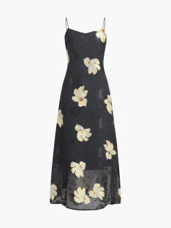 COMMENSE Large Floral Print Cami Long Dress* Black Dresses|Casual Dresses