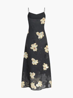 COMMENSE Large Floral Print Cami Long Dress* Black Dresses|Casual Dresses