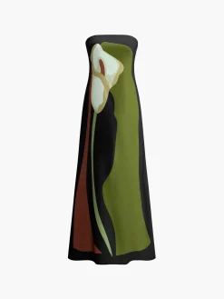 COMMENSE Large Floral Print Split Tube Long Dress* Floral Dresses|Vacation Dresses