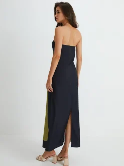 COMMENSE Large Floral Print Split Tube Long Dress* Floral Dresses|Vacation Dresses