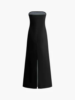 COMMENSE Large Floral Print Split Tube Long Dress* Floral Dresses|Vacation Dresses