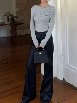 COMMENSE Layered Long Sleeve Pleated Shirt* T-shirts|Tops