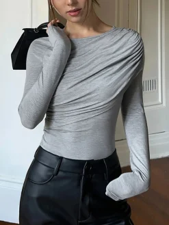 COMMENSE Layered Long Sleeve Pleated Shirt* T-shirts|Tops