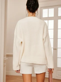 COMMENSE Lazy Style Asymmetrical Loose Button Cardigan* Cardigans|Sweaters & Cardigans