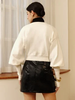 COMMENSE Leg-Of Mutton Sleeve Petite Knit Outerwear* Sweater Tops|Outerwear
