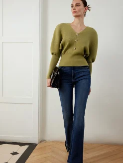 COMMENSE Leg-Of-Mutton Sleeve Cinched Sweater* Sweater Tops|Sweaters & Cardigans