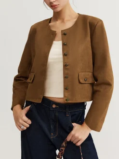 COMMENSE Leisure Button Suede Trench Coat* Outerwear|Coats