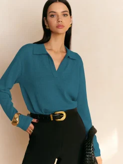 COMMENSE Leisure Collared Pullover Sweater* Sweater Tops|Sweaters & Cardigans